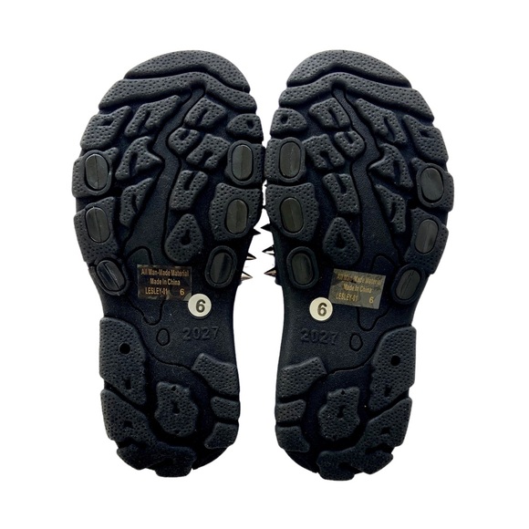 Pazzle Lesley Black Spiked Stud Slides - Picture 5 of 5